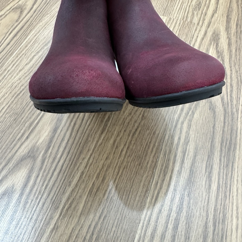 Abeo Ankle Boots Womens 8.5 Burgundy Leather Comfort Bootie Round Toe Holiday - Picture 6 of 16